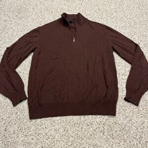 Enzo Mantovani Cashmere Silk Blend Quarter Zip Sweater Sz L Brown Quiet Luxury